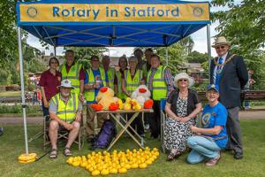 Rotarian's and the Mayor and Mayoress of Stafford at the Duck race 